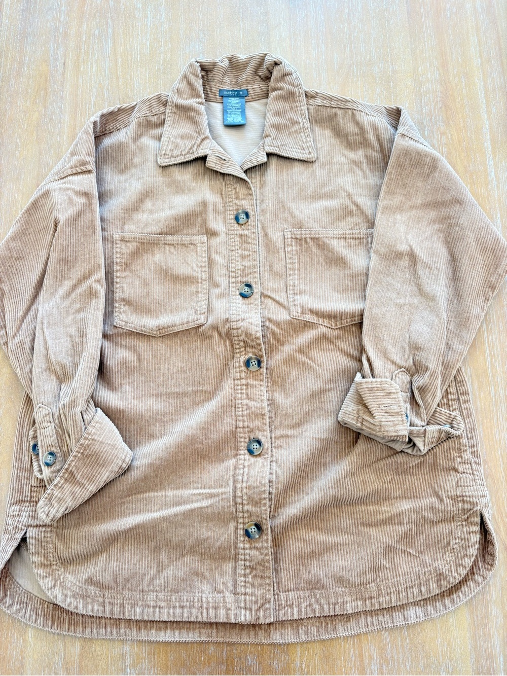 Matty M Tan Corduroy Utility Shacket